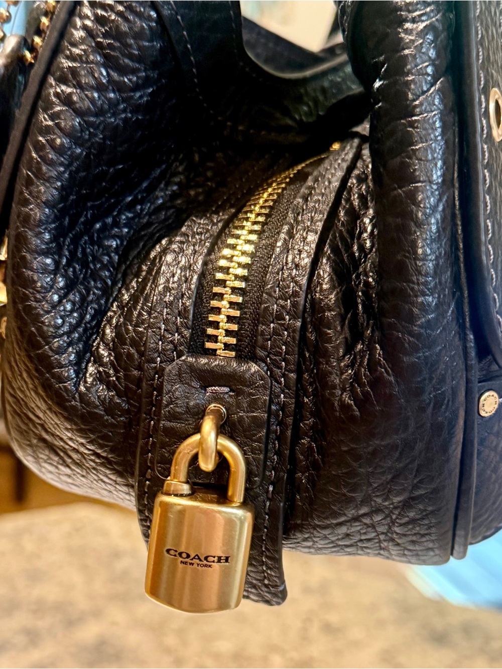 Coach drifter 31 Black Pebbled Leather Shoulder Bag - Picture 3 of 16